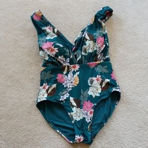 Promised Paradise 1pc Swimsuit Green Floral Lauren